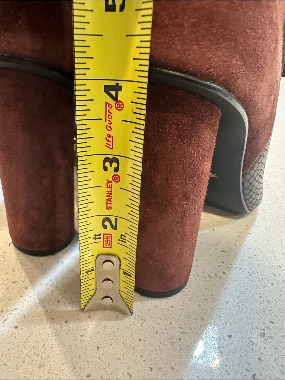 42 GOLD Two-Tone Burgundy Snake-Embossed & Suede Boots - Picture 7 of 7